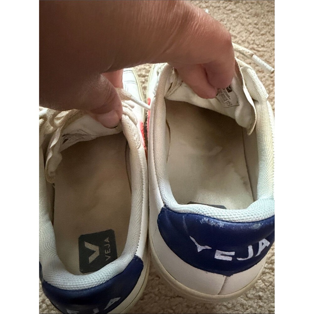 Veja Campo Leather White Orange Navy Sneakers Sz 8 - Picture 12 of 12